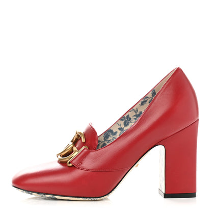 Gucci Malaga Kid GG Victoire 95mm Loafer Pumps 36 Hibiscus Red 1 of 8