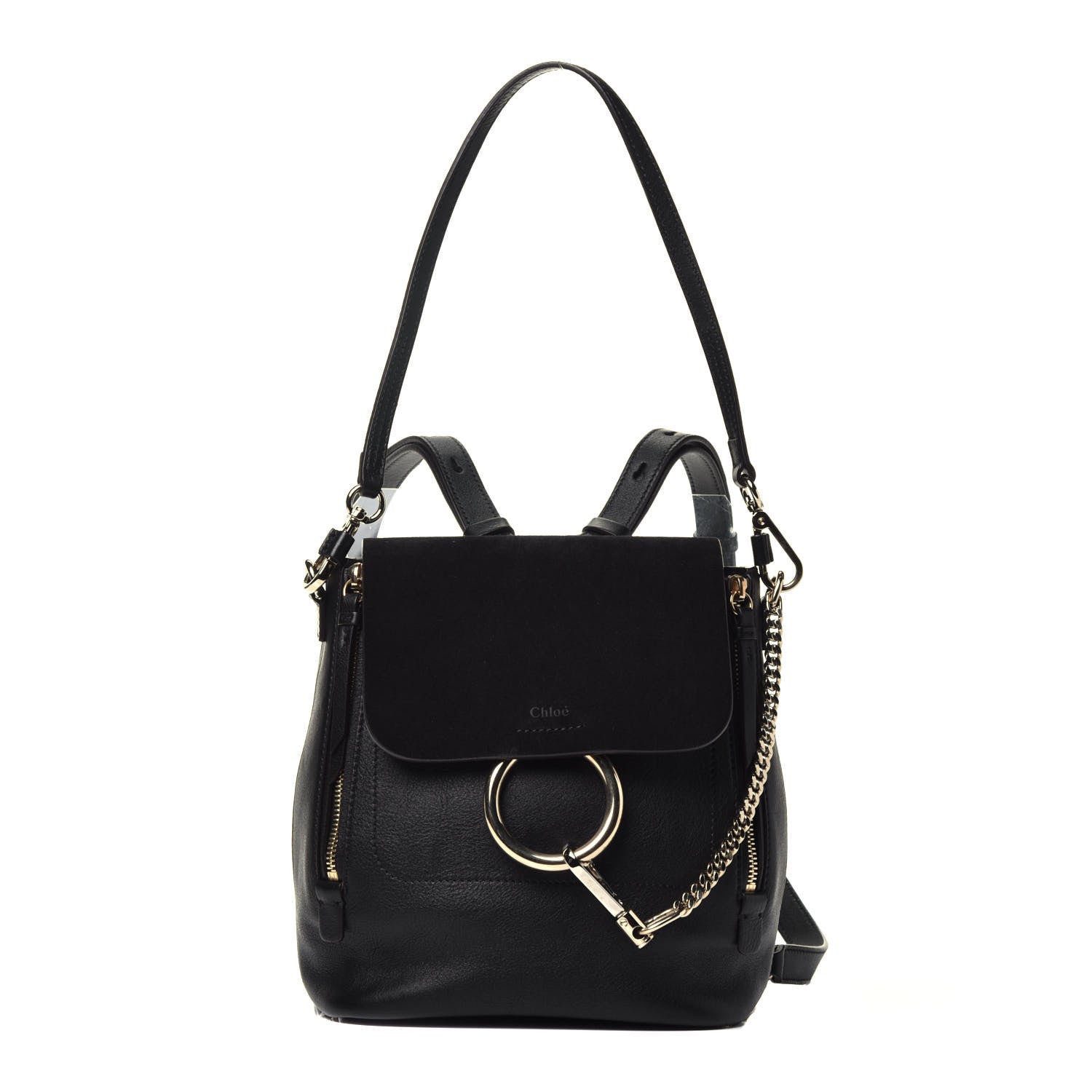 Chloe Suede Calfskin Small Faye Backpack Black 1 of 9