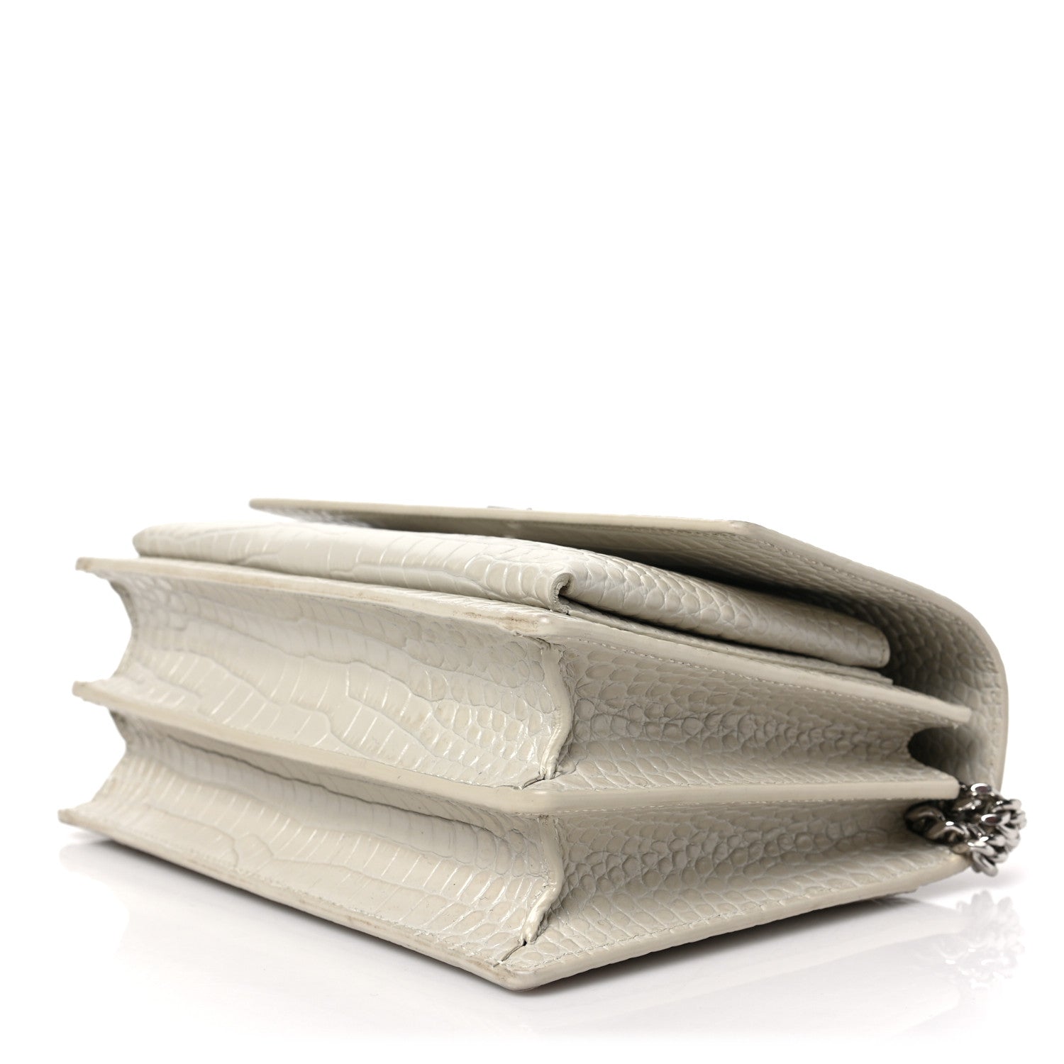 Saint Laurent Calfskin Crocodile Embossed Medium Monogram Sunset Blanc Vintage 9 of 9
