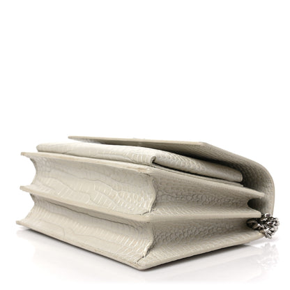 Saint Laurent Calfskin Crocodile Embossed Medium Monogram Sunset Blanc Vintage 9 of 9