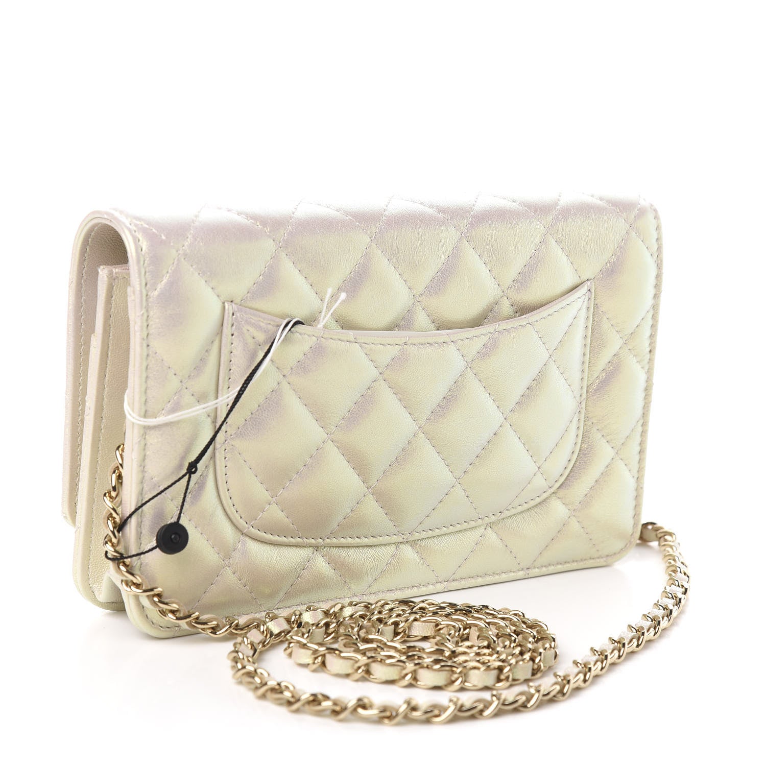 Chanel Iridescent Lambskin Quilted Wallet On Chain WOC Ivory 3 of 11