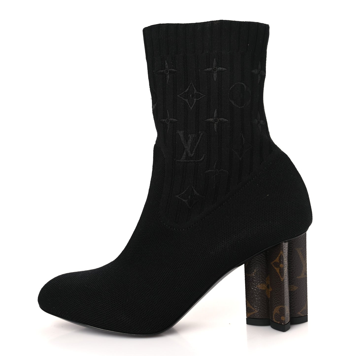 Monogram Stretch Fabric Silhouette Ankle Boots 36.5 Black