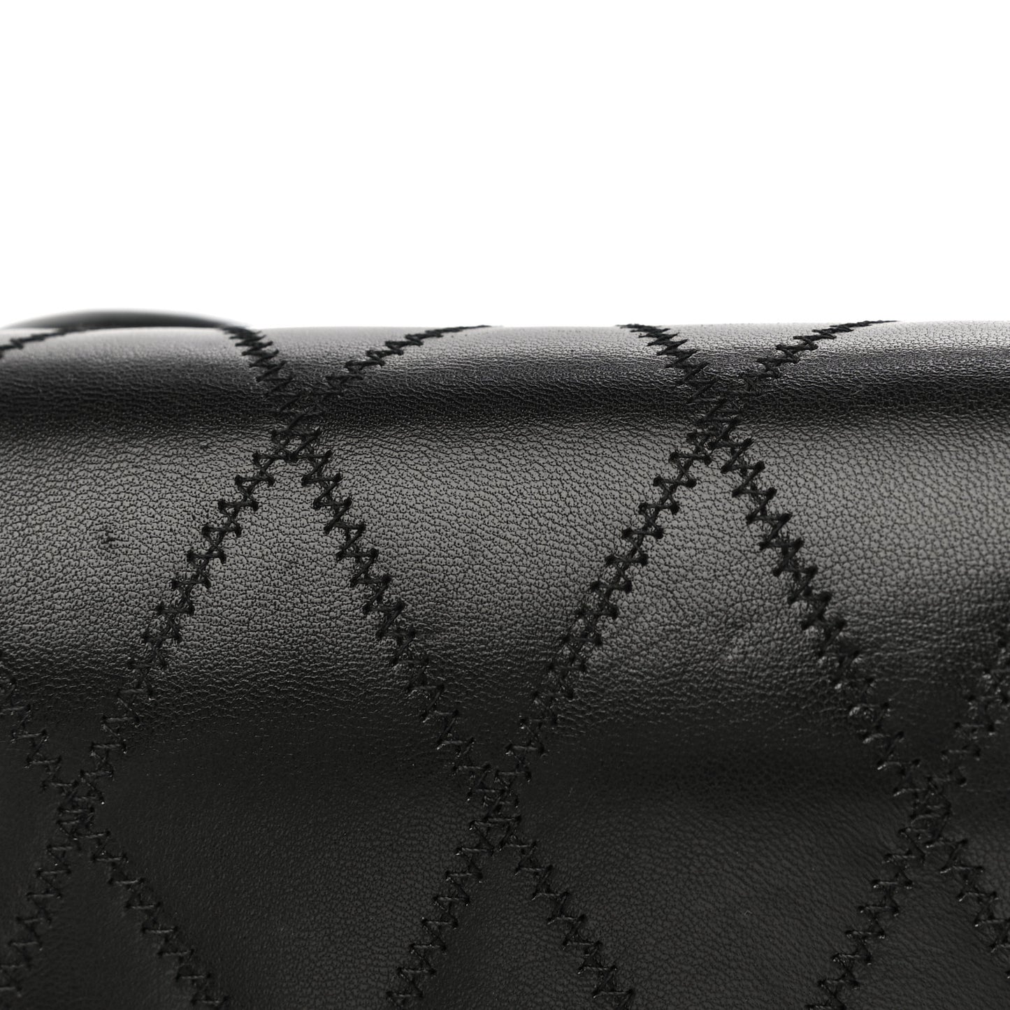 Lambskin Diamond Quilted Monogram Angie Chain Bag Black