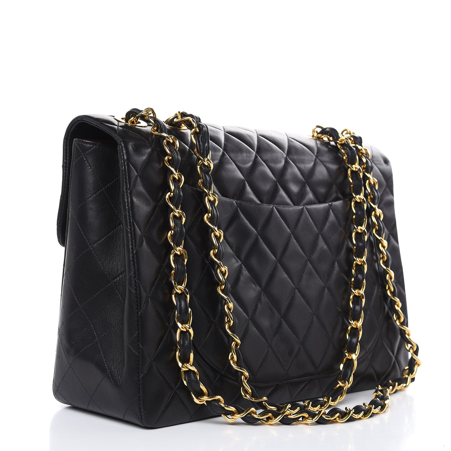 Lambskin Quilted XL Jumbo Single Flap Black