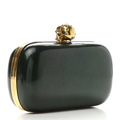 Alexander McQueen Patent Crystal Skull Box Clutch Green 3 of 8