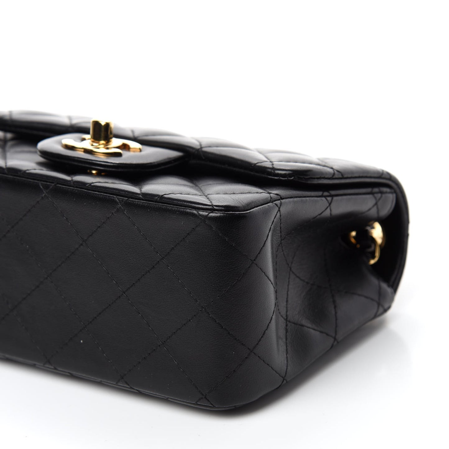 Lambskin Quilted Mini Square Flap Black