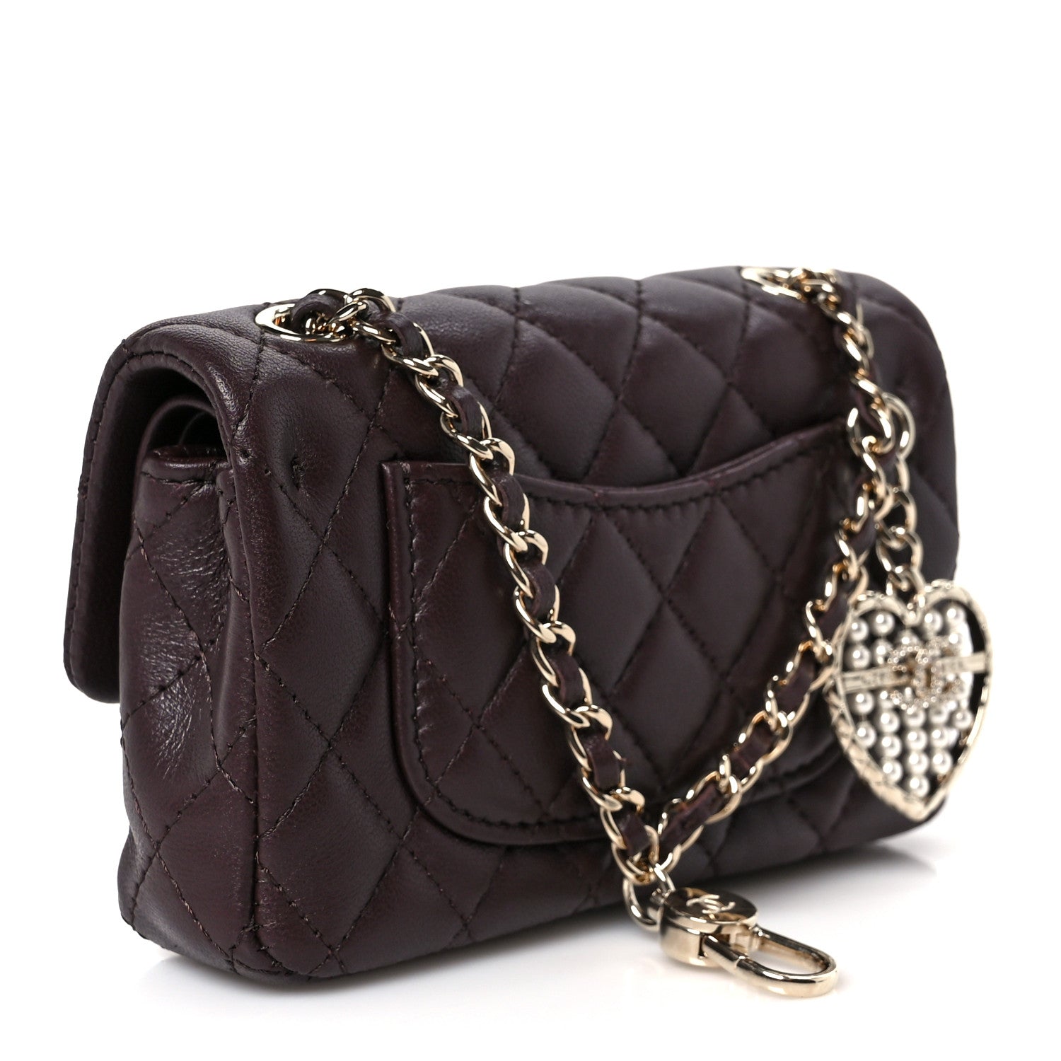Chanel Lambskin Quilted Mini Double Flap With Hook Dark Brown 3 of 12