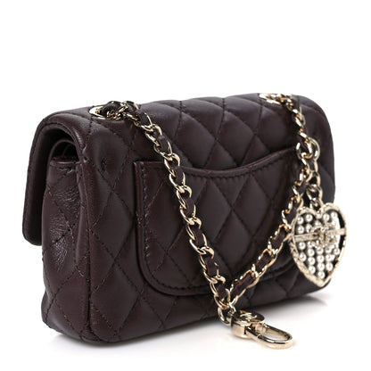 Chanel Lambskin Quilted Mini Double Flap With Hook Dark Brown 3 of 12