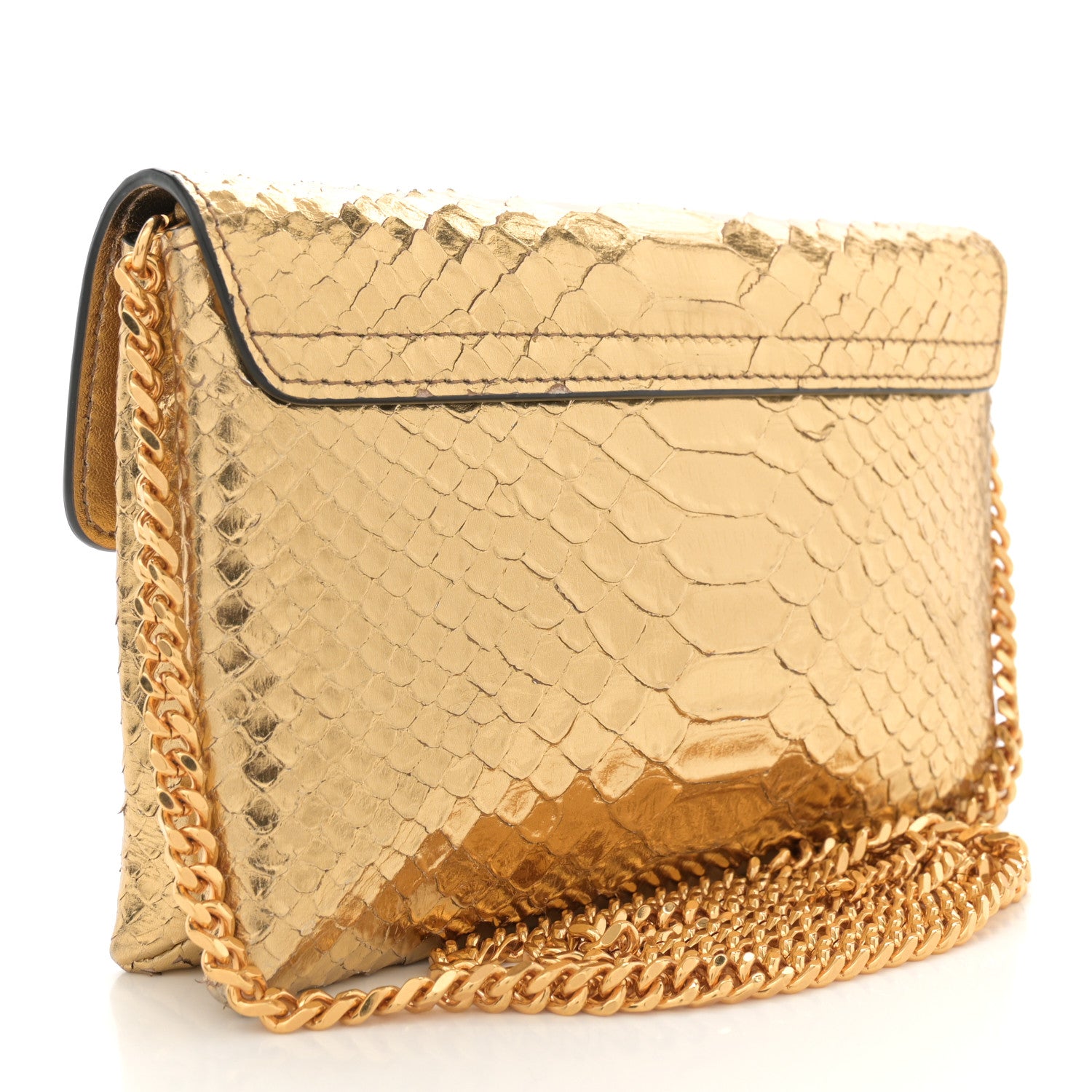 Tom Ford Laminated Snakeskin Embossed Mini Monarch Bag Dark Gold 3 of 9
