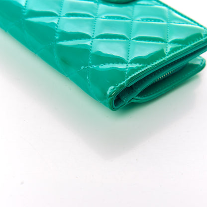 Chanel Patent Quilted Zip Pocket Wallet Turquoise 21 of 26