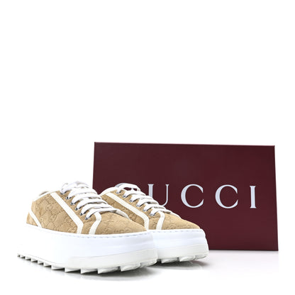 Gucci GG Monogram Suede Womens 1977 Tennis Platform 52mm Sneakers 37 Butterscotch Mystic White 9 of 9