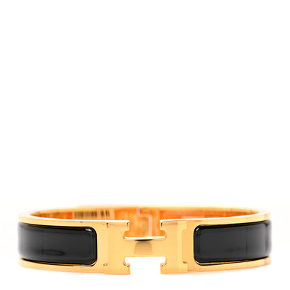 Hermes Enamel Narrow Clic Clac H Bracelet PM Black 1 of 5