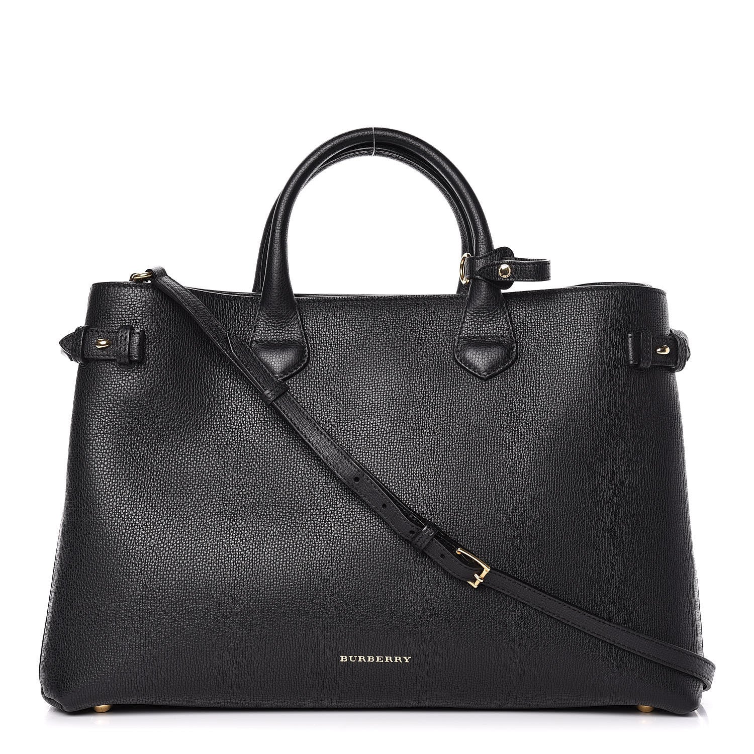 Burberry Grainy Calfskin House Check Large Banner Tote Black 1 of 9