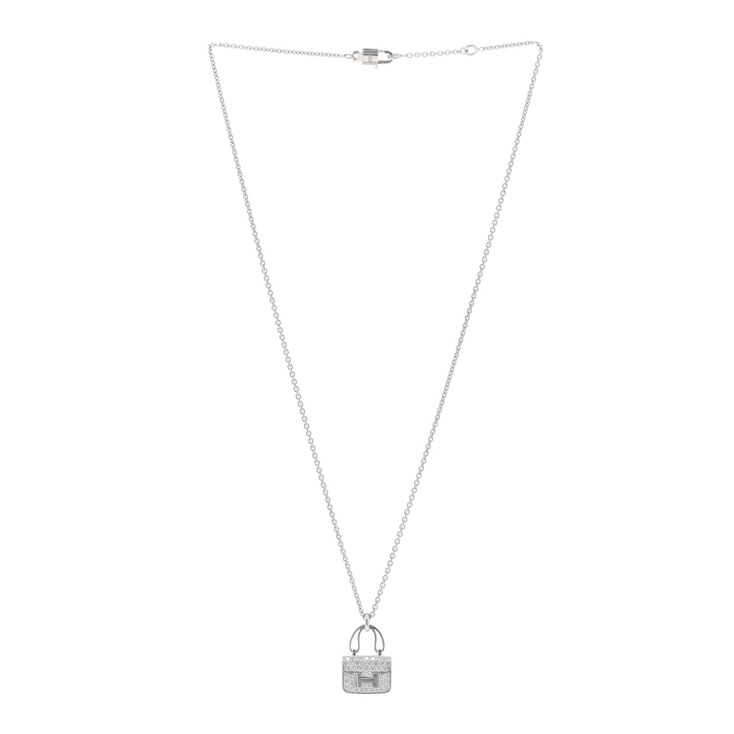 18K White Gold Diamond Constance Amulettes Pendant Necklace