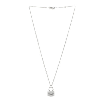 Hermes 18K White Gold Diamond Constance Amulettes Pendant Necklace 3 of 5