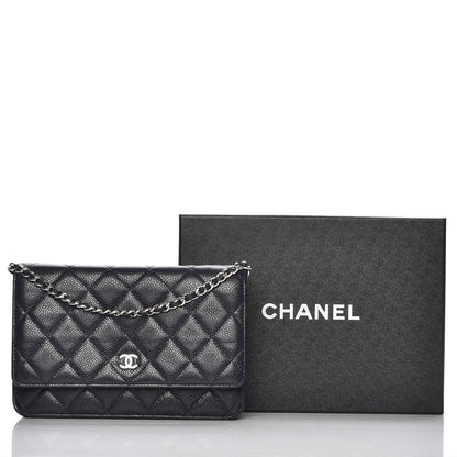 Chanel Caviar Quilted Wallet On Chain WOC Navy Blue 10 of 10