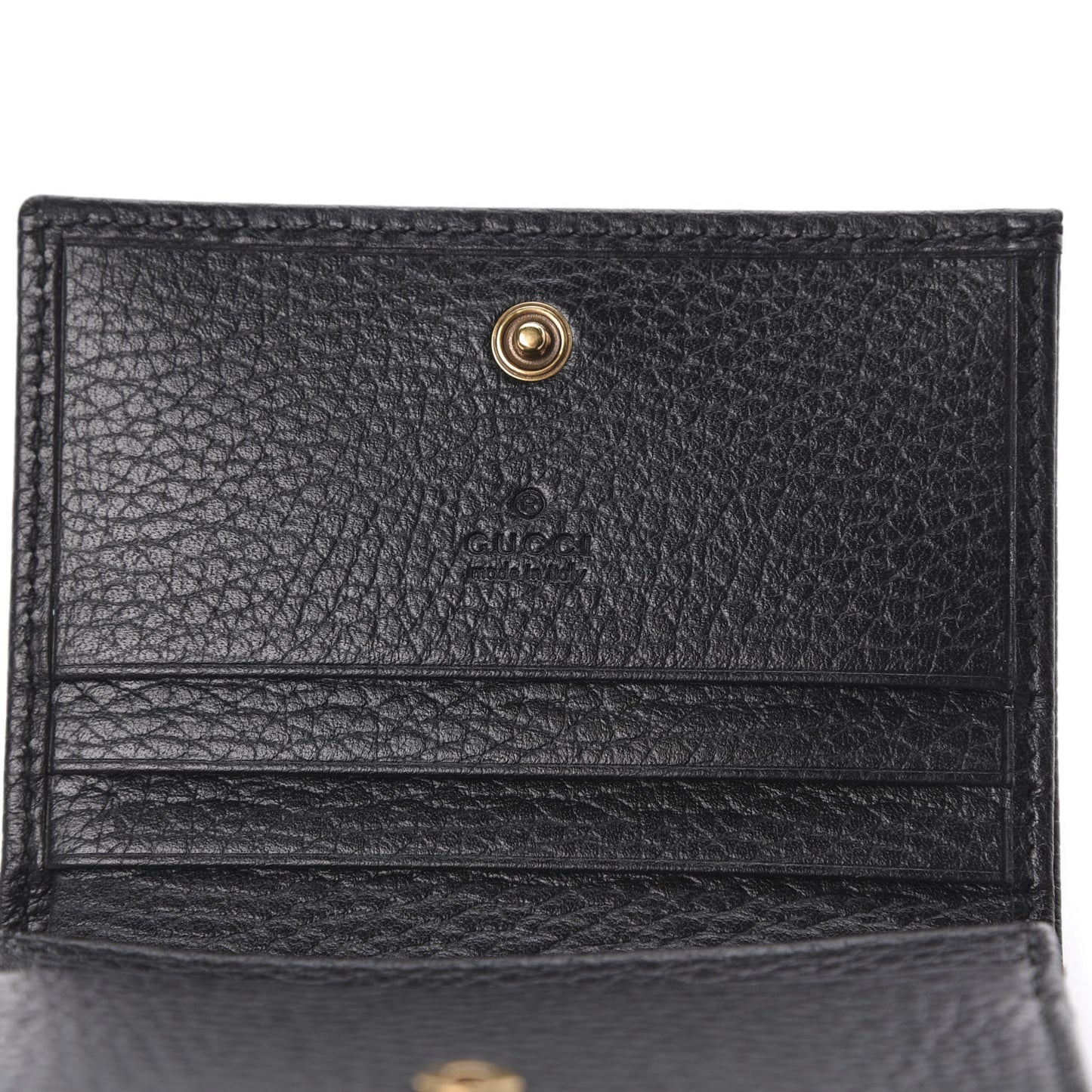Pebbled Calfskin Butterfly Card Case Black