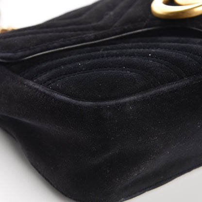 Gucci Velvet Matelasse Small GG Marmont Shoulder Bag Black 13 of 16