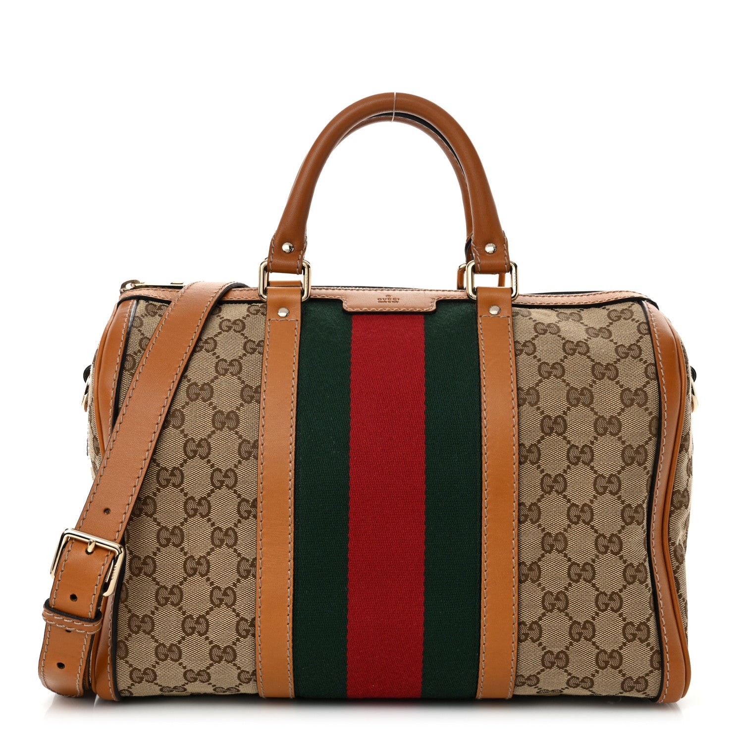 Gucci Monogram Vintage Web Medium Boston Tobacco 1 of 10