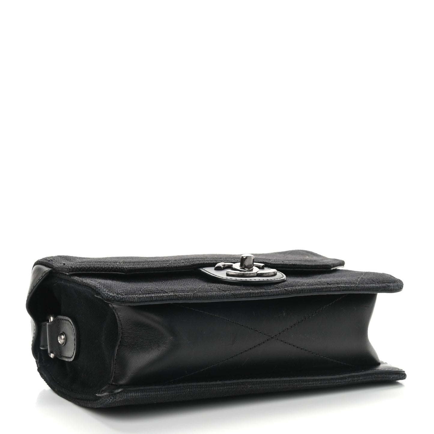 Canvas Calfskin Quilted 2-Way Flap Black
