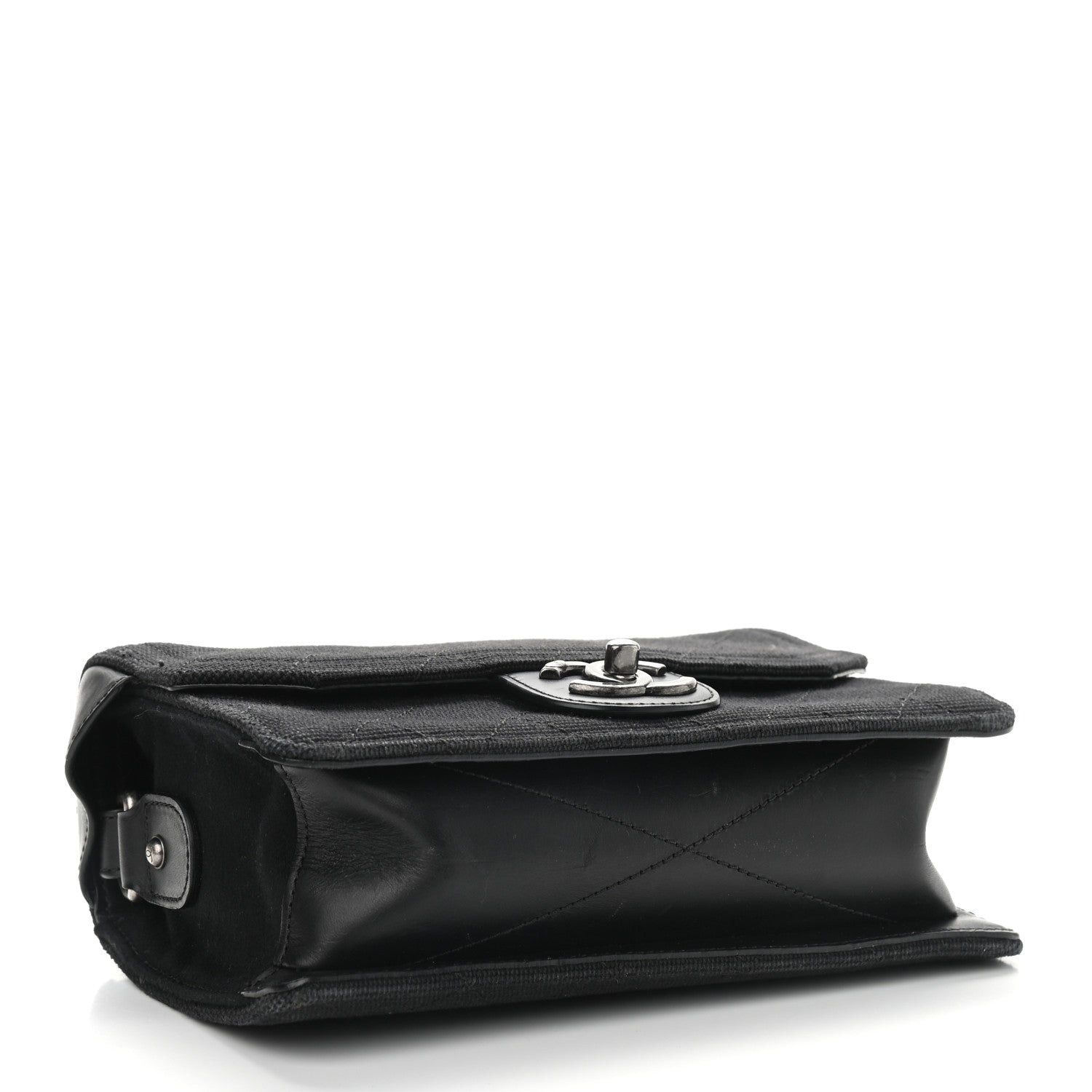Chanel Canvas Calfskin Quilted 2-Way Flap Black 5 of 11