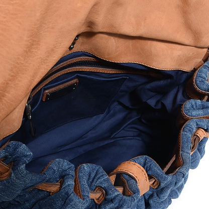 Miu Miu Leather Matelasse Denim Hobo 5 of 10