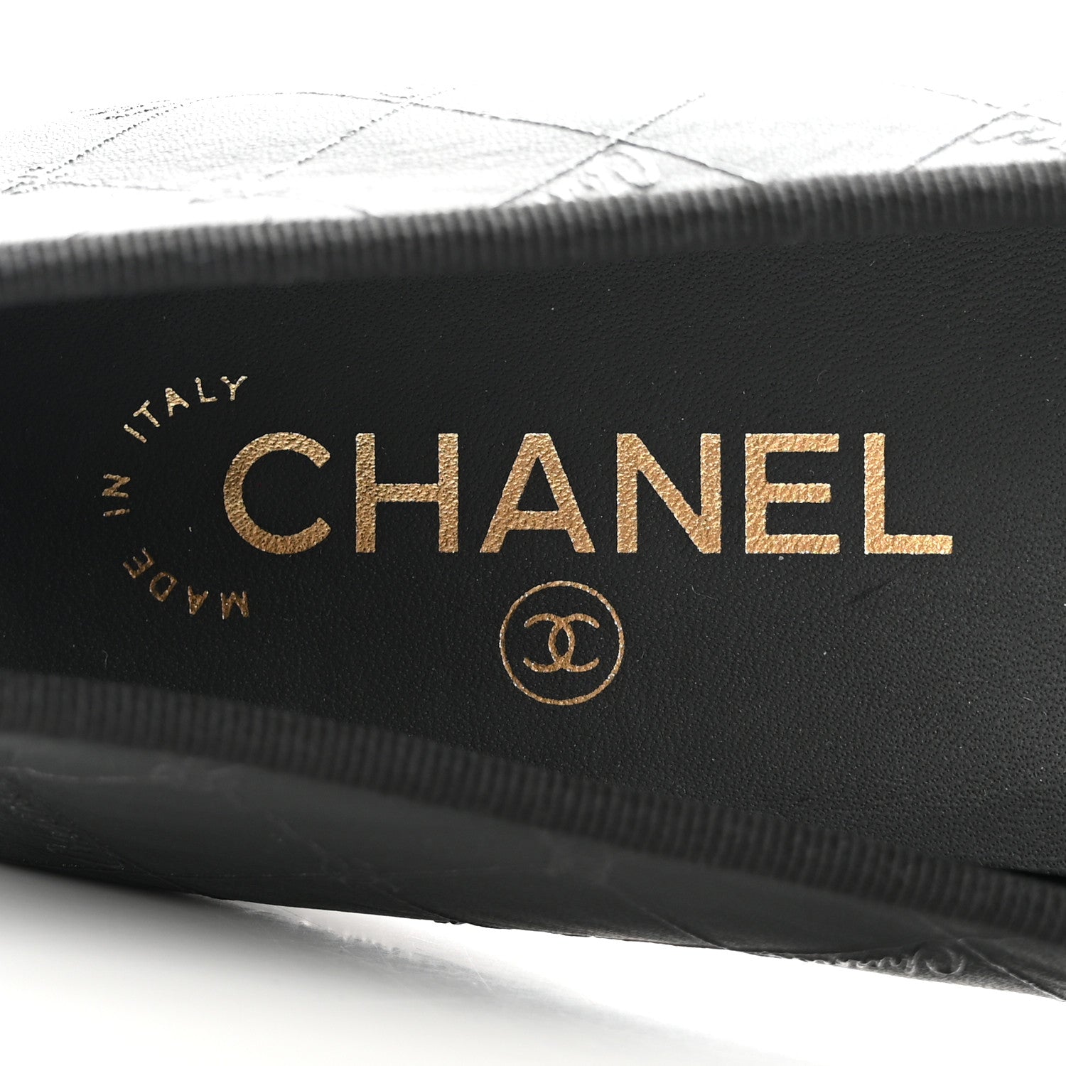 Chanel Printed Lambskin Patent Cap Toe Ballerina Flats 37.5 Black 5 of 9