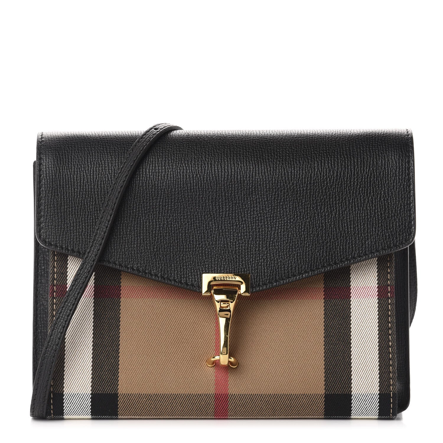 Burberry Derby Calfskin House Check Small Macken Crossbody Bag Black 1 of 10