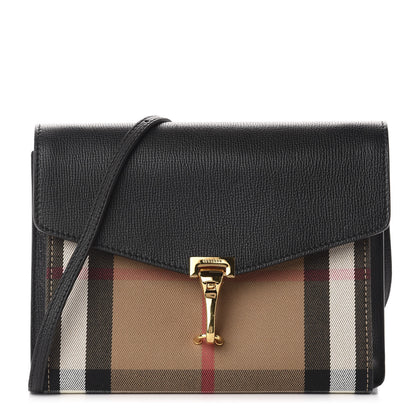 Burberry Derby Calfskin House Check Small Macken Crossbody Bag Black 1 of 10