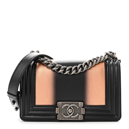 Chanel Metallic Glazed Calfskin Small Boy Flap Pink Black 1 of 11