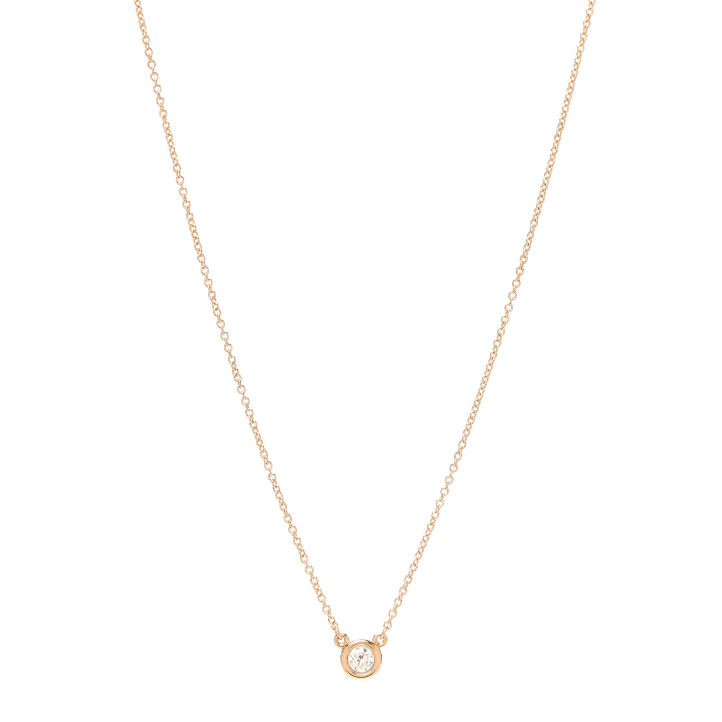 18K Rose Gold Diamond .17ct Elsa Peretti Diamonds by the Yard Pendant Necklace