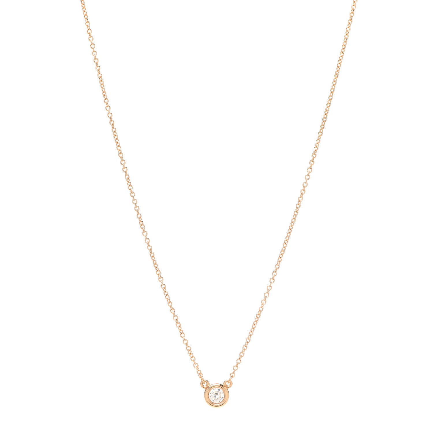 Tiffany 18K Rose Gold Diamond .17ct Elsa Peretti Diamonds by the Yard Pendant Necklace 1 of 5