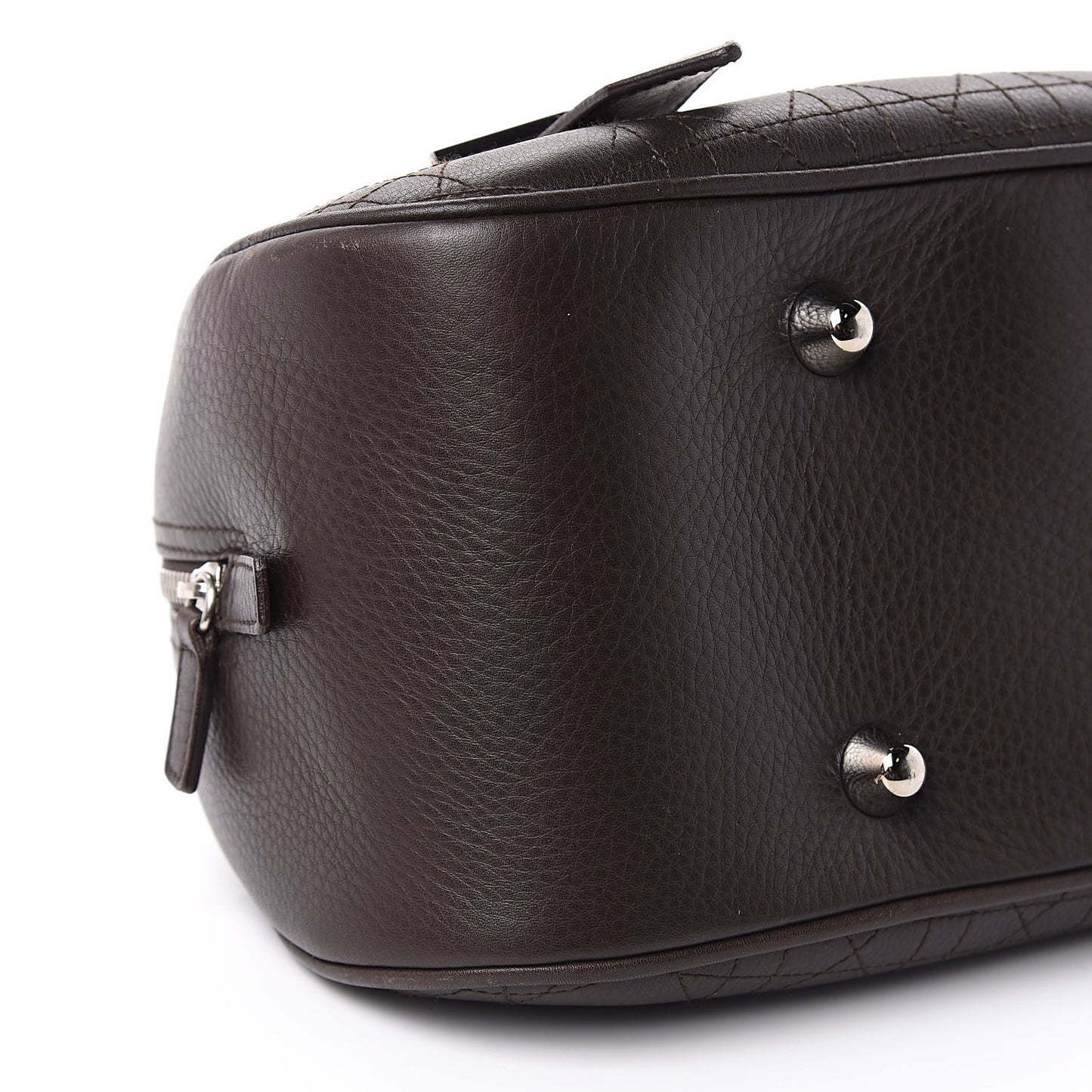 Calfskin Cannage Handbag Dark Brown