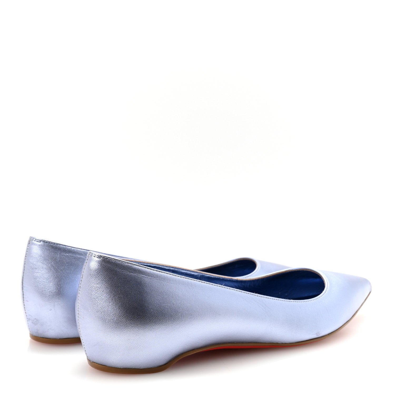 Christian Louboutin Metallic Nappa Anjalina Flats Flats 37.5 Blue 5 of 8
