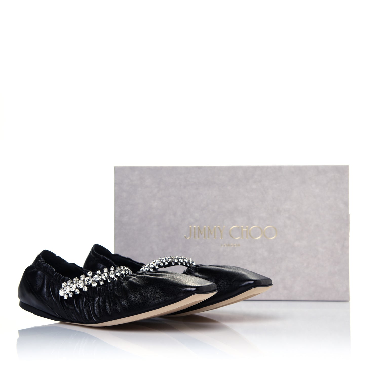 Lambskin Crystal Gai Flats 39 Black