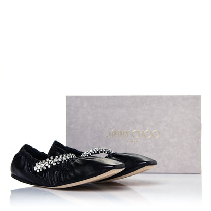 Jimmy Choo Lambskin Crystal Gai Flats 39 Black 16 of 16