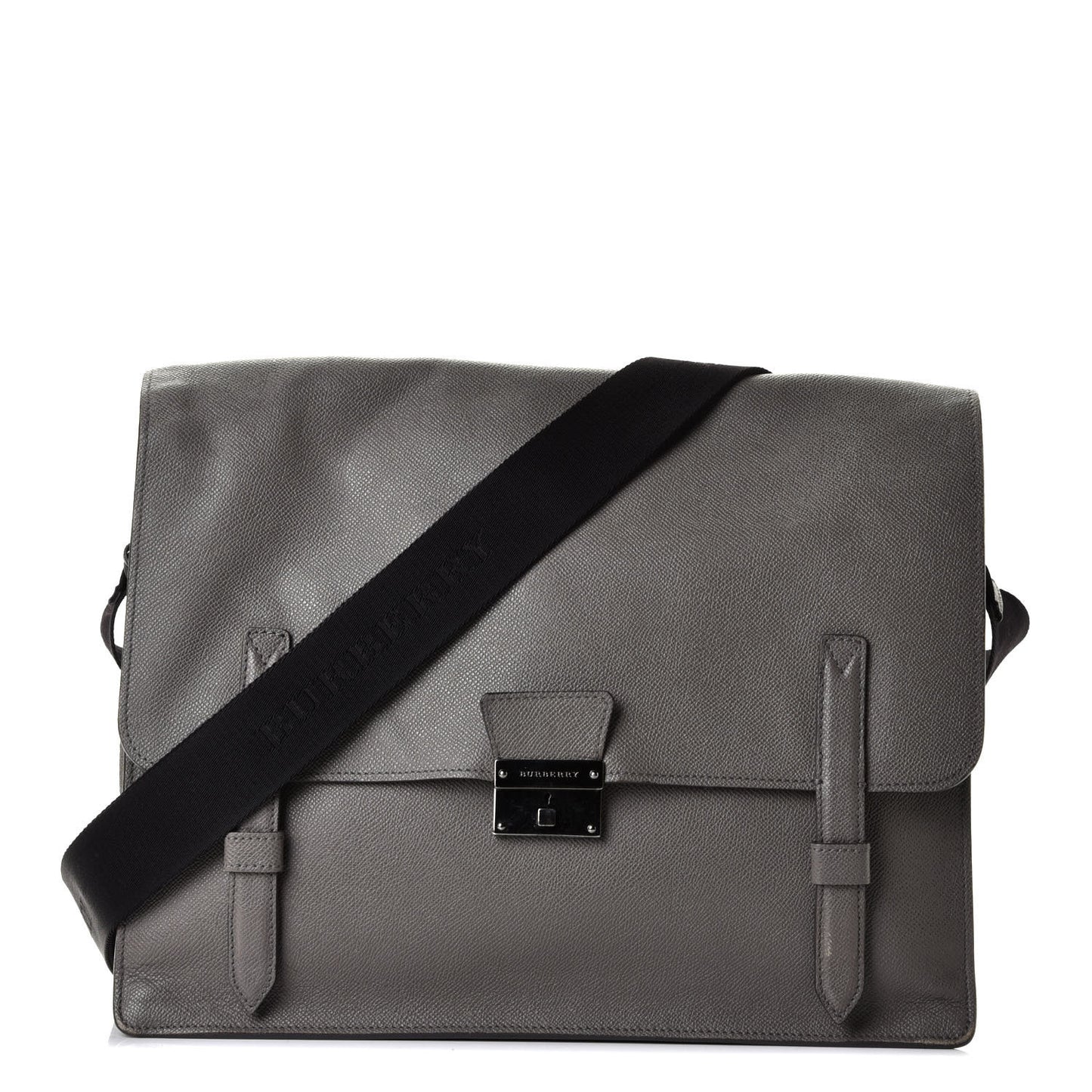 London Grainy Calfskin Rivendale Messenger Bag Grey