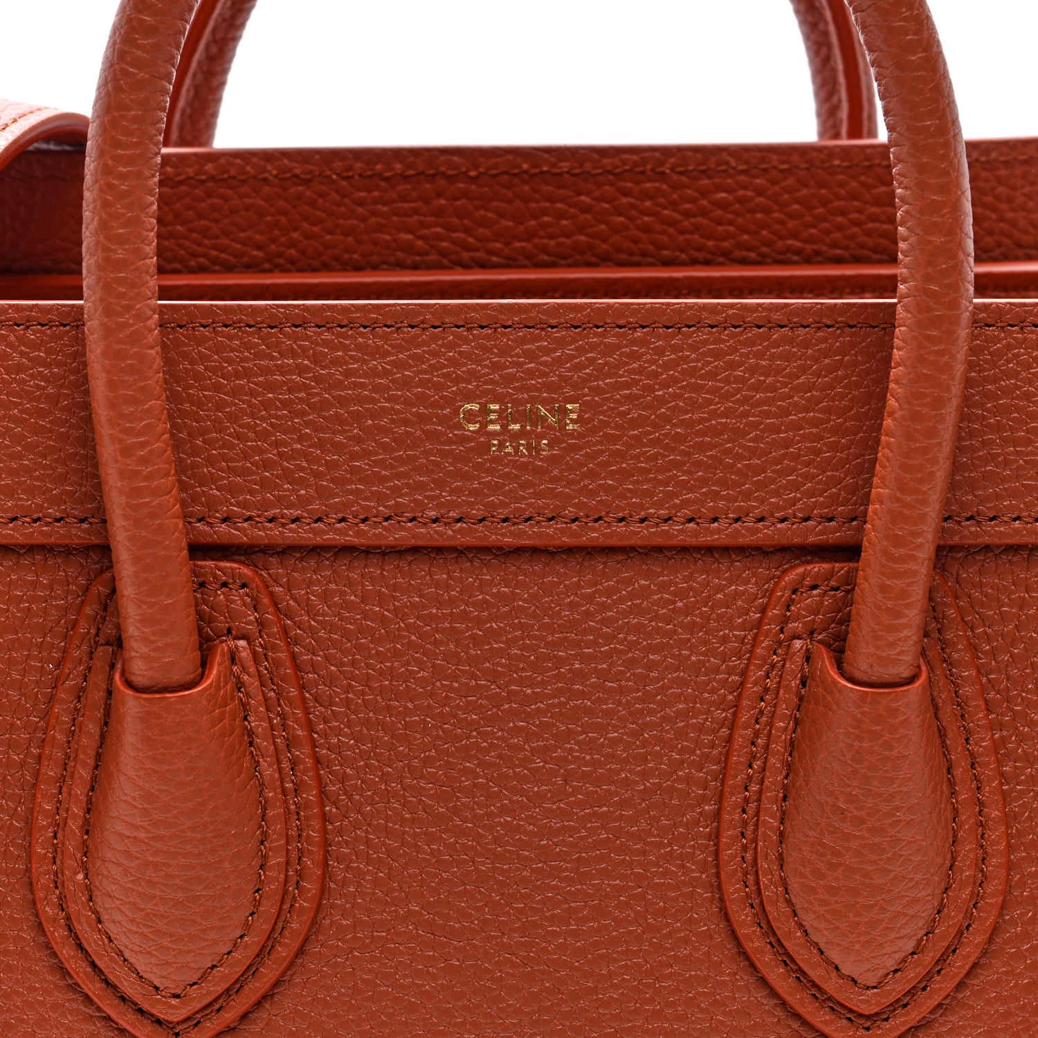 Celine Drummed Calfskin Nano Luggage Terracotta 8 of 10