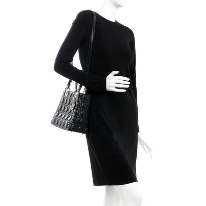 Christian Dior Lambskin Cannage Medium Lady Dior Black 2 of 7