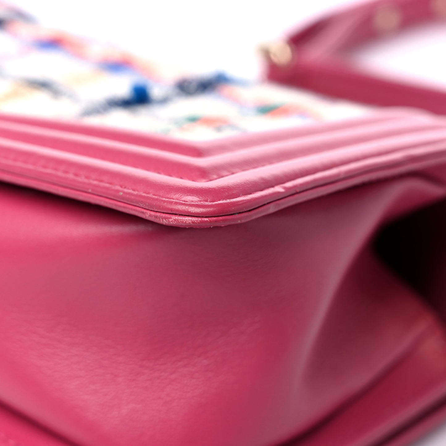 Lambskin Tweed Quilted Small Boy Flap Dark Pink