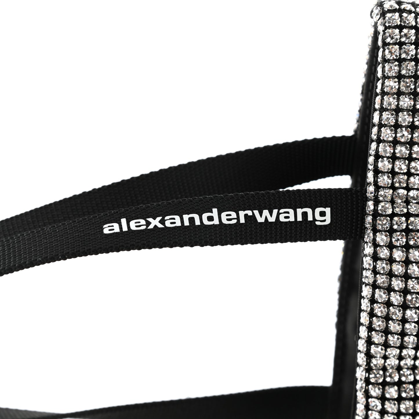 Mesh Crystal Rhinestone Quilted Heiress Tote Black Silver