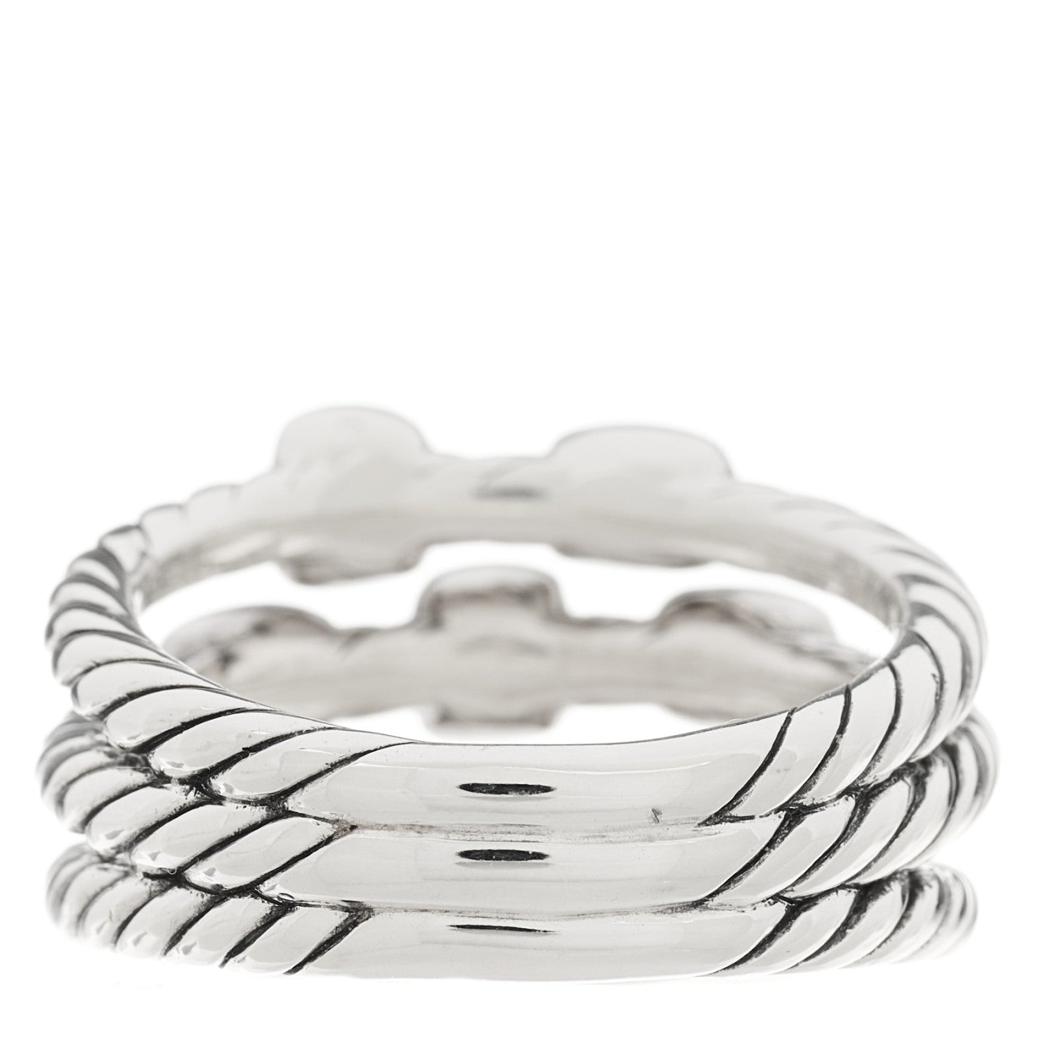 David Yurman Sterling Silver Diamond Confetti 3 Row Ring 54 7 3 of 6