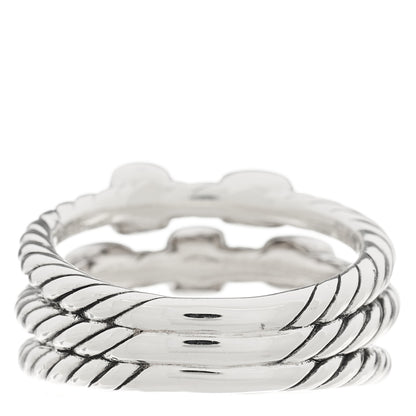 David Yurman Sterling Silver Diamond Confetti 3 Row Ring 54 7 3 of 6