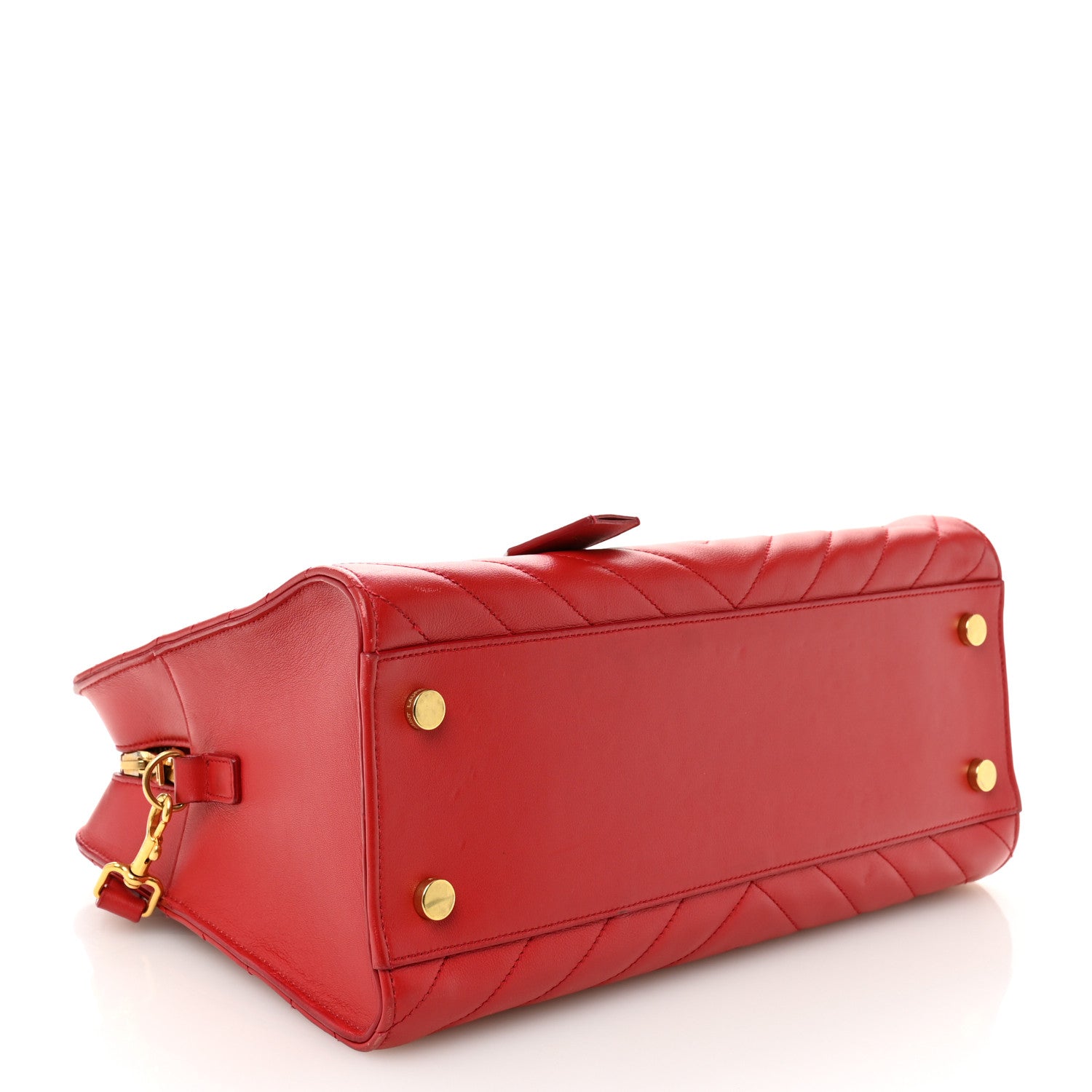 Saint Laurent Calfskin Matelasse Chevron Small Monogram Cabas Lipstick Red 4 of 11
