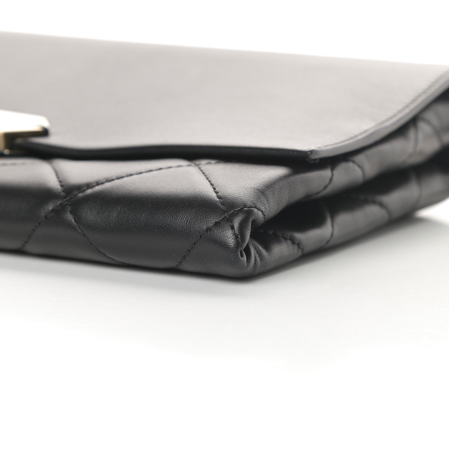 Chanel Lambskin Quilted Retro Label Clutch Black 10 of 12