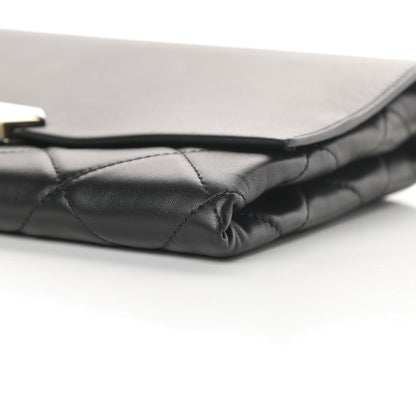 Chanel Lambskin Quilted Retro Label Clutch Black 10 of 12