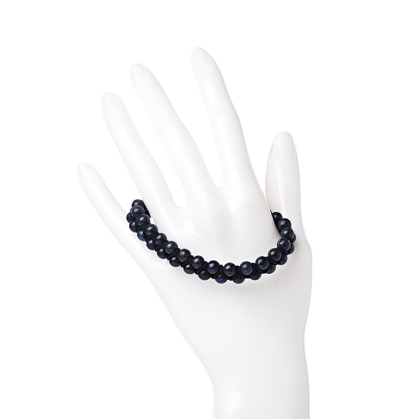 Sterling Silver Lapis Lazuli 6mm Spiritual Beads Two-Row Bracelet
