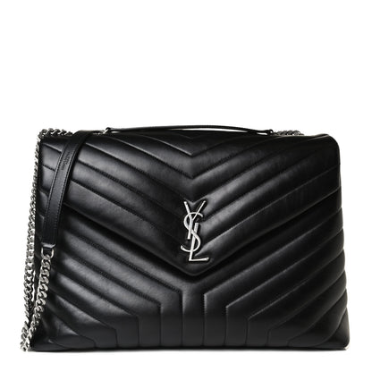 Saint Laurent Calfskin Y Quilted Monogram Large Loulou Chain Satchel Black 1 of 13