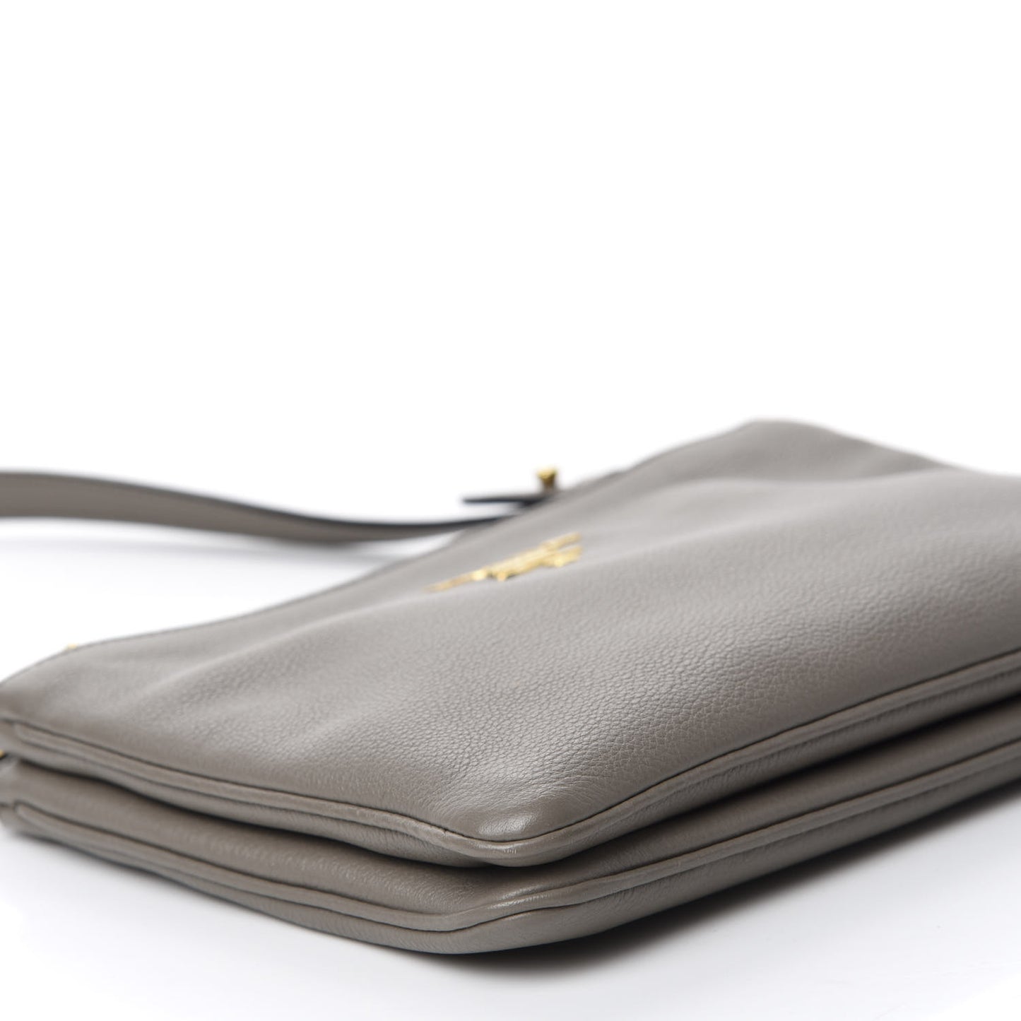 Vitello Phenix Double Zip Crossbody Bag Argilla