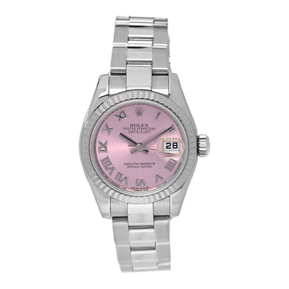 Rolex Stainless Steel 18K White Gold 26mm Oyster Perpetual Datejust Watch Pink Roman 179174 1 of 6